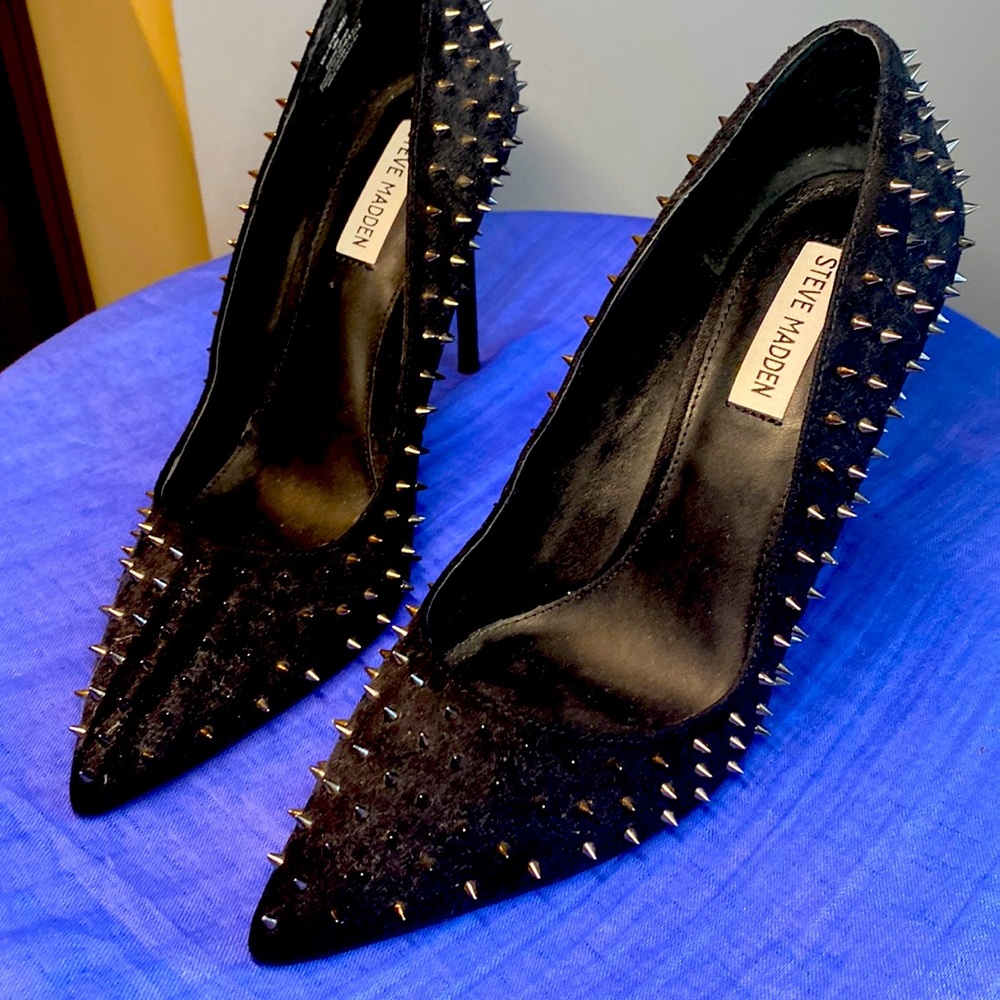 Steve Madden black studded heels. Just in time for Halloween.